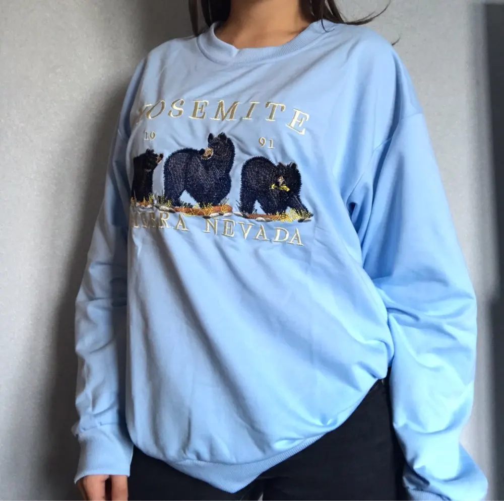 Vintage Bear Embroid Oversized Sweatshirts Women Designer Crewneck Loose Pullovers Plus Size 2020Autumn Fashion Teens Girls Tops | Женская