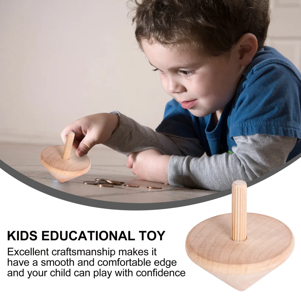 

6pcs Funny Spinning Tops Wooden Peg-top Kids Traditional (Khaki)