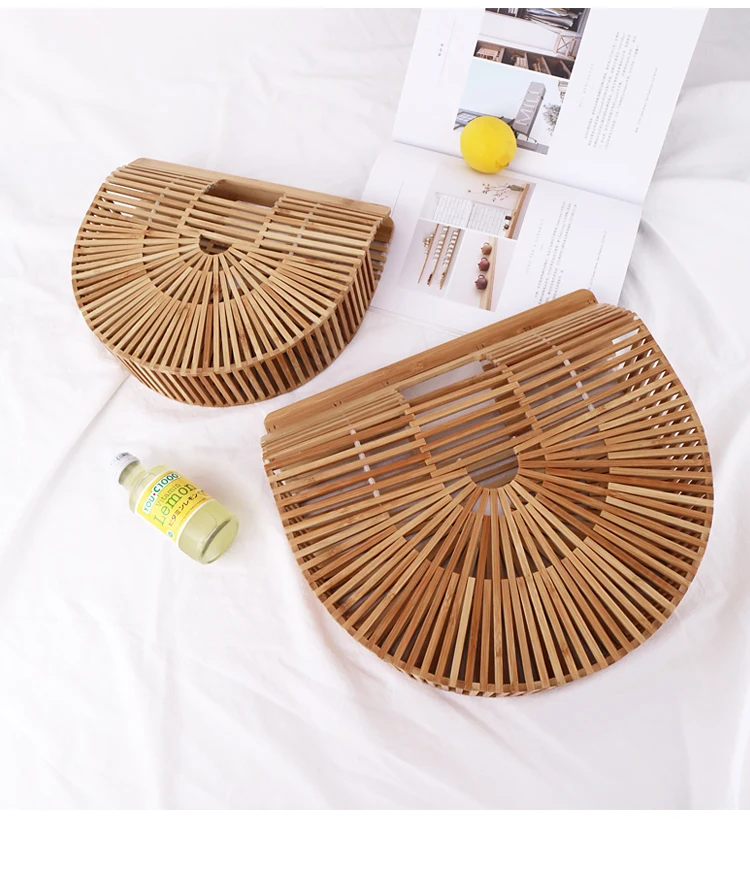 Плетеная вручную круглая Праздничная бамбуковая сумка для женщин портативная