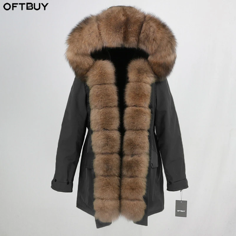 OFTBUY Водонепроницаемая длинная парка зимняя куртка Женское пальто из натурального меха натуральный Лисий меховой капюшон, воротник теплый съемный уличная Роскошная Новинка