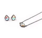 Новинка 2020, радужные цветные стеклянные серьги-гвоздики в форме пятиугольника с драгоценным камнем и ожерелье, ювелирный набор для женщин