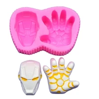 tony starkon iron man figure silicone mold fondant candle resin aroma stone ornaments soap mold for pastry cup cake decorating
