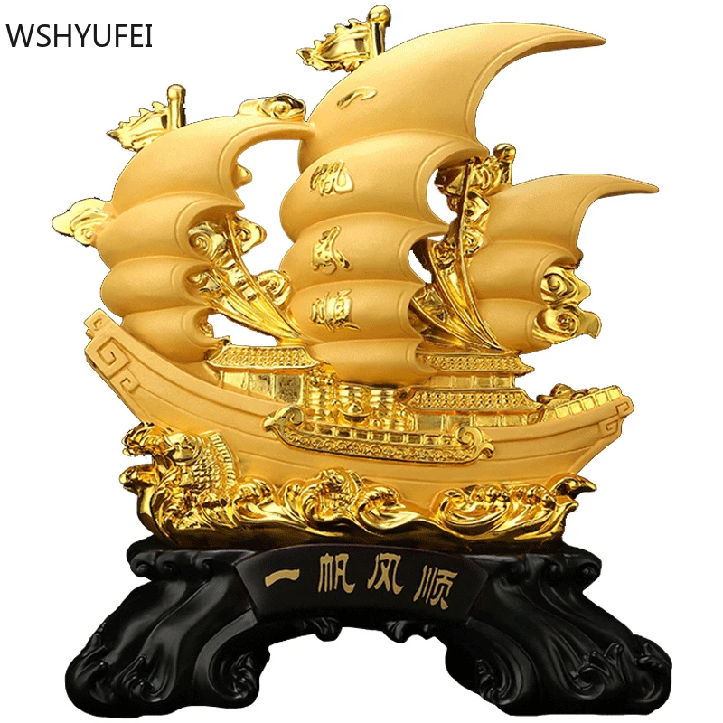 

Chinese Style Fengshui Smooth Sailing Lucky Money Resin Crafts Home Decor Living Room Decorations Gifts Opened Birthday Present
