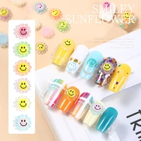 30pcs sunflower beautizon smiling face nail art accessories cartoon cute kawaii decoration summer manicure decor sticker