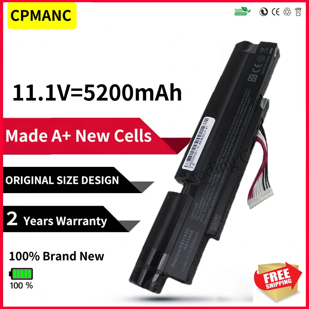 Bateria Nova do Portátil de Células de Cpmanc para Acer Aspire Timelinex 4830tg 5830t 3830tg 4830t 5830tg 3830t 3inr18 652 As11a3e As11a5e Baterias p/ laptop