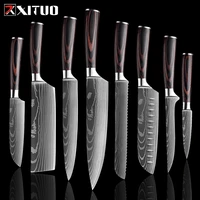 xituo pro japanese knife kitchen knives set 7cr17 high carbon stainless steel damascus laser bread santoku chef steak knife tool