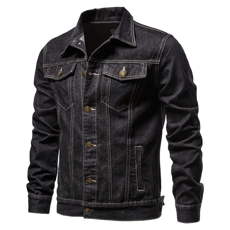 

Autumn Slim Fit Men's Jackets New 2021 Cotton Lapel Denim Jacket Men Casual Solid Color Streetwear High Quality Jeans Jacket