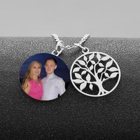 family tree of life necklace personalized custom photo name necklaces stainless steel custom circle pendant nameplate necklace