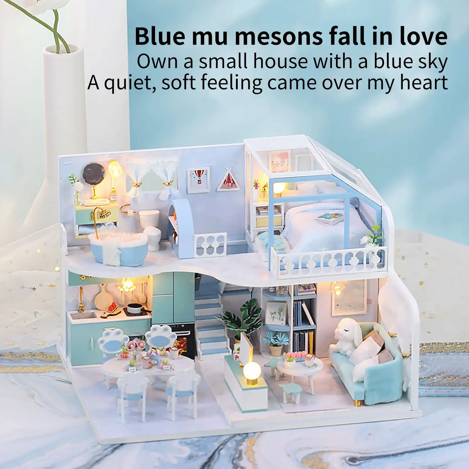 

Цветной кукольный домик «сделай сам», деревянный миниатюрный кукольный домик в комплекте, кукольная мебель с музыкой для гостиной, столово...