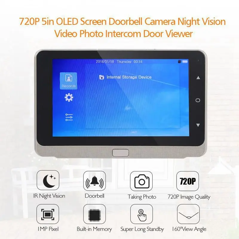 5 0 дюймов OLED дисплей цветной экран дверной звонок зритель цифровой глазок камера