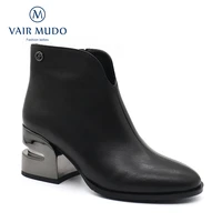 spring autumn ankle boots fashion thick heel elegant winter black new fretwork heels women round toe wool short plush dx157 c