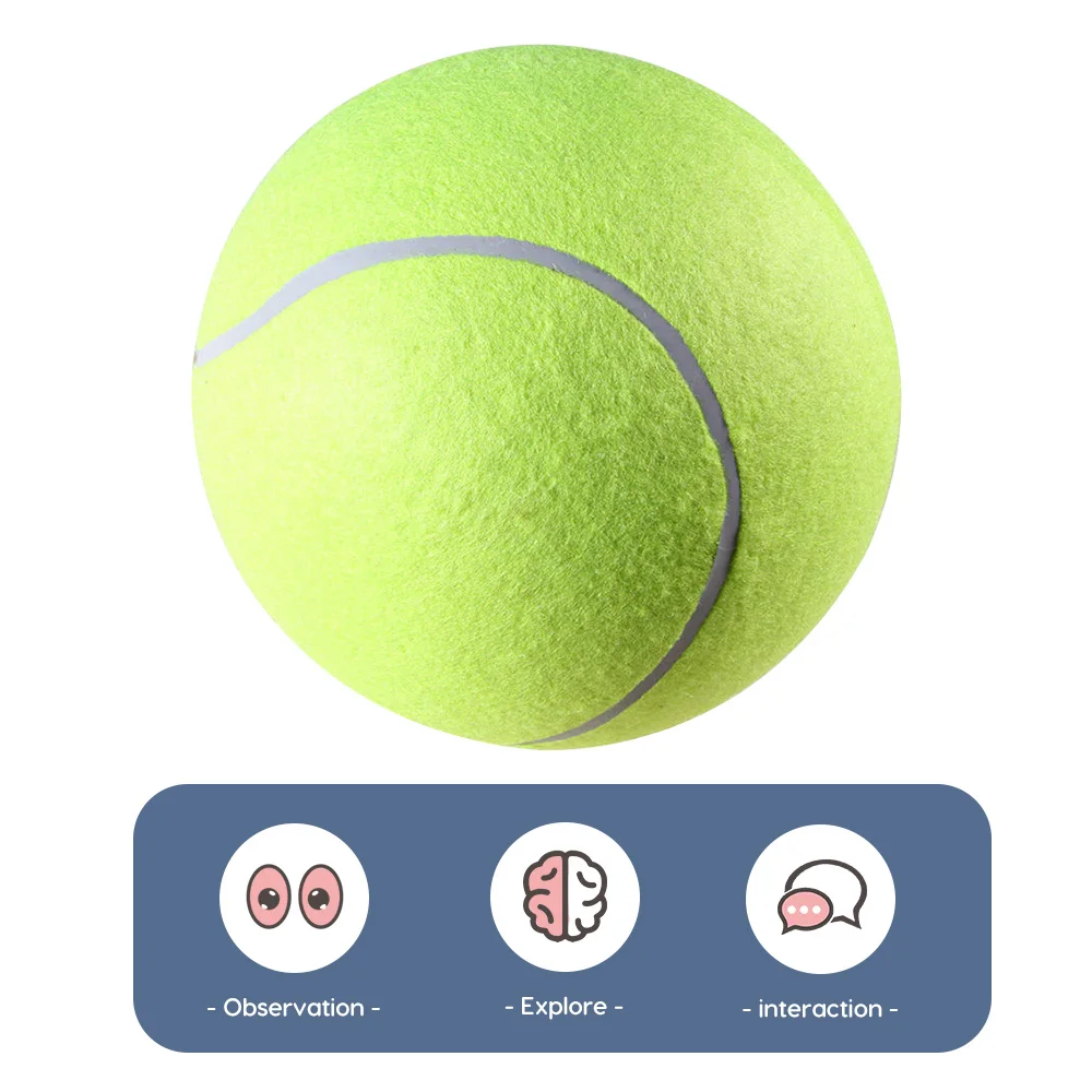 

1PC 9.5 Inch Dog Ball Toy Thick Inflatable Tennis Ball Rubber Fiber Large Dog Pet Ball Chewing Toy for Home Outdoor Activities