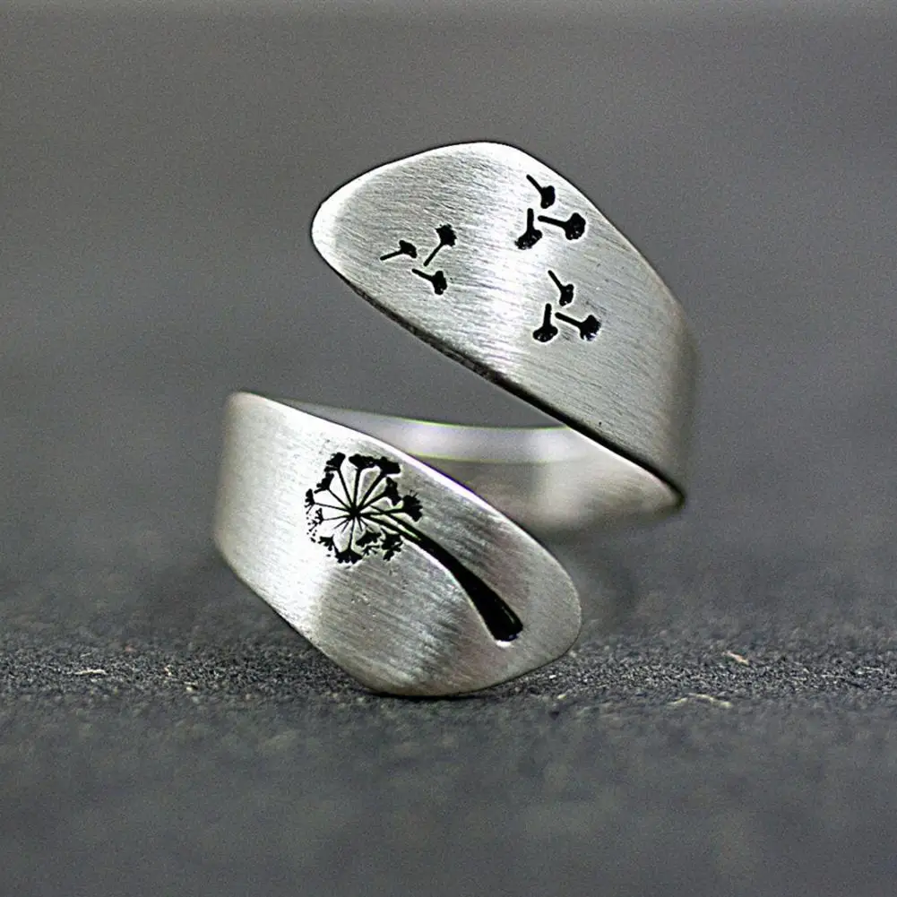 

Simple Women Dandelion Spiral Opening Finger Ring Adjustable Party Jewelry Gift