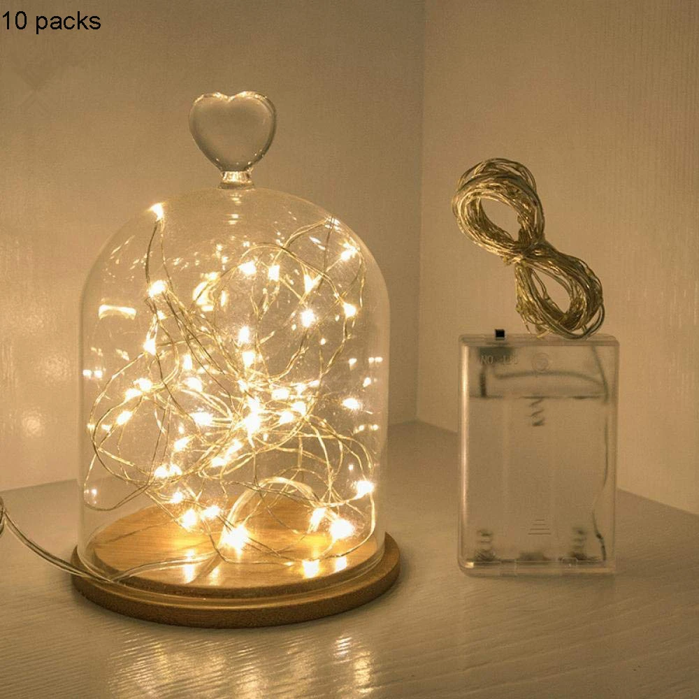 

2M 20 LED Copper Silver Wire Fairy Garland Lamp LED String Lights Christmas Wedding Home Party Decoration Powered By AA Battery