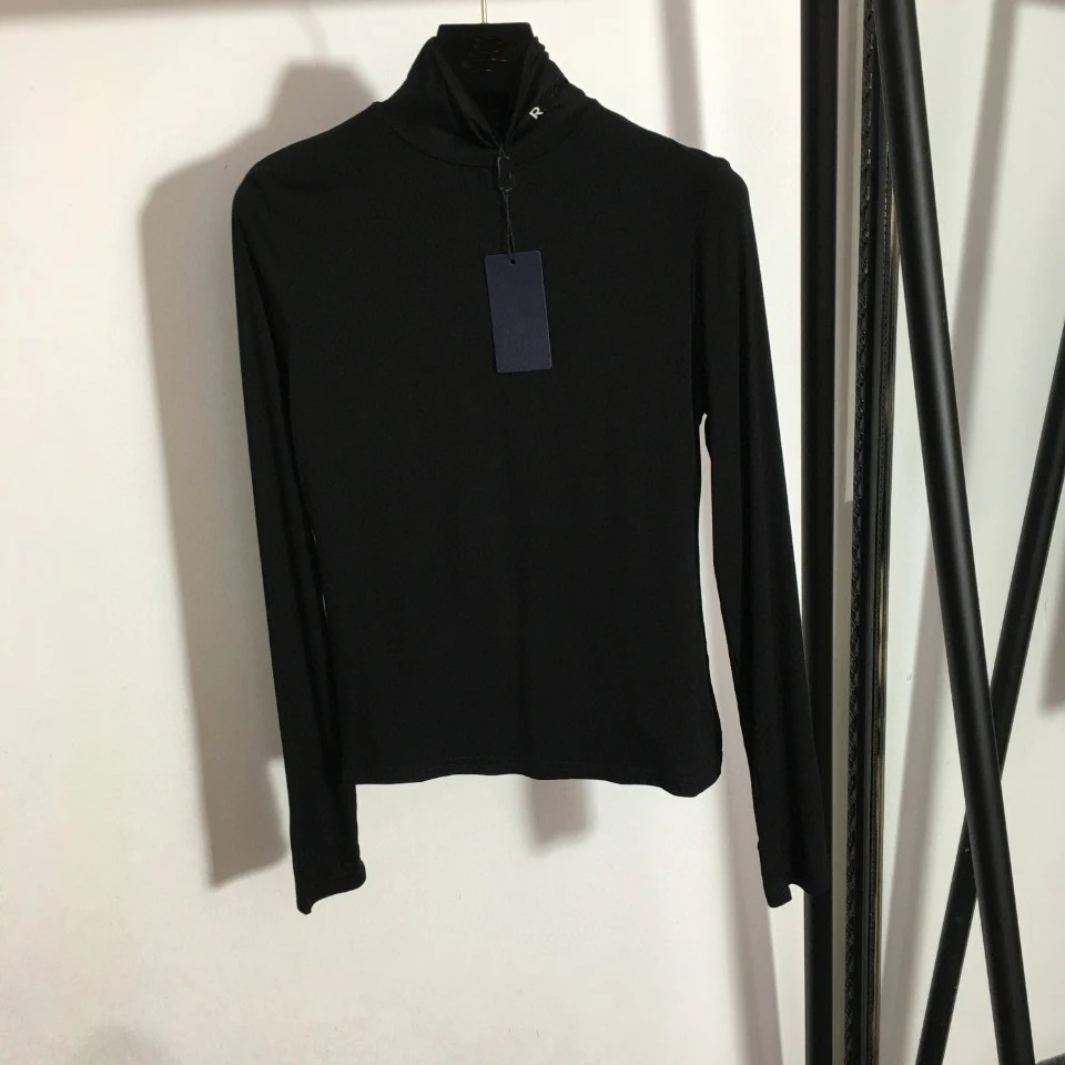 

HYHY 2021 High Quality Luxury Autumn Women Neck P Letters Logo High Neck Long Sleeve Slim Bottoming T-Shirt Tops