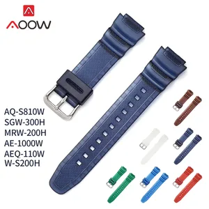 Цветной ремешок для часов 18 мм для Casio AQ-S800W AE-1000W мужской женский спортивный водонепроницаемый сменный Браслет из ПУ ремешок для часов