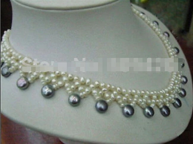 928 + красивое вязаное черное белое жемчужное ожерелье с южным морем 18 дюймов |