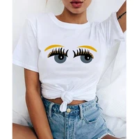graphic tees tops cute big eyes tshirts women funny t shirt vintage harajuku 90s vintage white tshirt female clothing