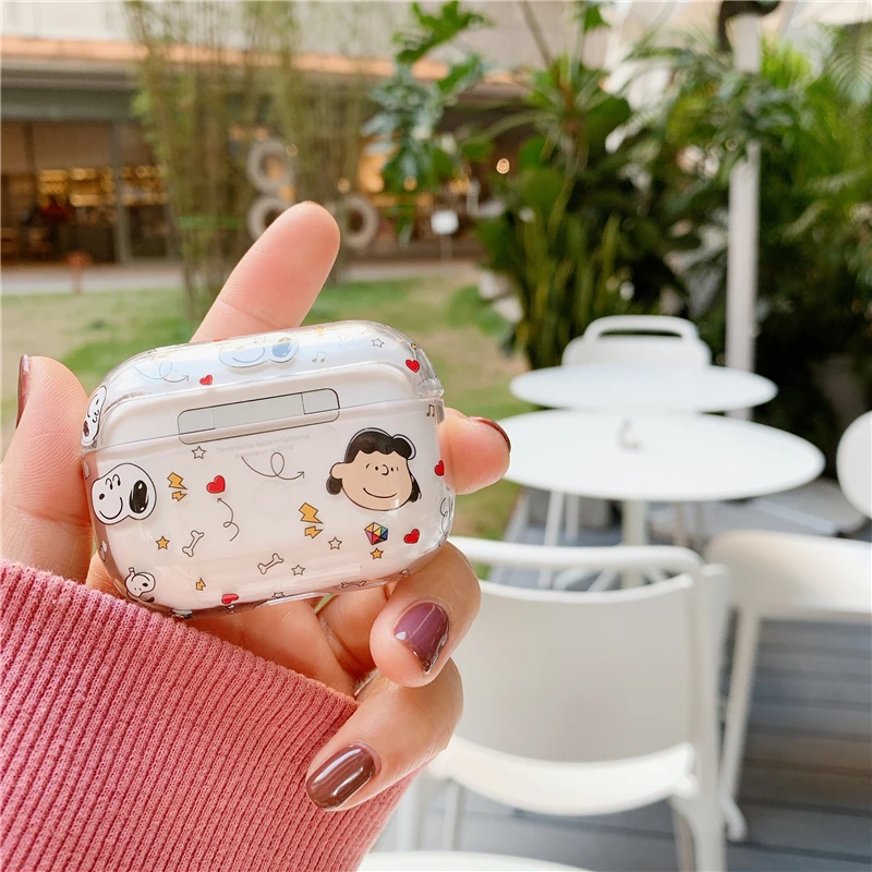 Для AirPods Pro мультфильм Charlie Peanuts собака Bluetooth гарнитура наушники Прозрачный жесткий чехол для AirPods 1 2 3 Крышка для наушников