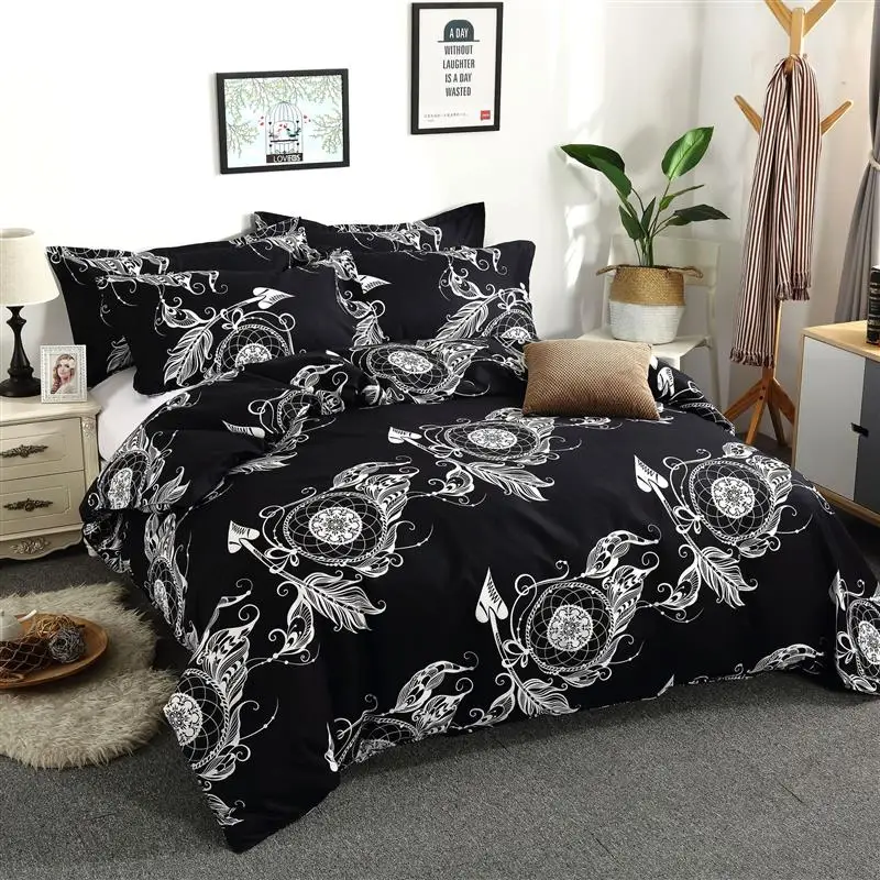 Комплект постельного белья в джентльменском стиле с черным рисунком роскошный