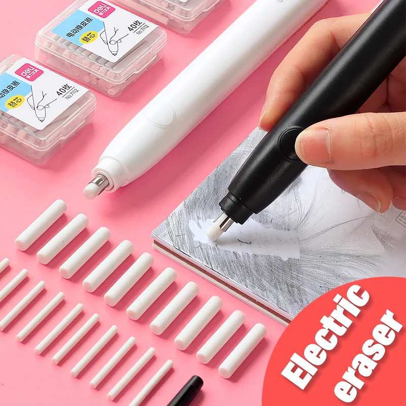 

Deli Pencil Drawing Mechanical Electric Eraser Cute Kneaded Erasers for Kids School Office Supplies Rubber Pencil Eraser Refill