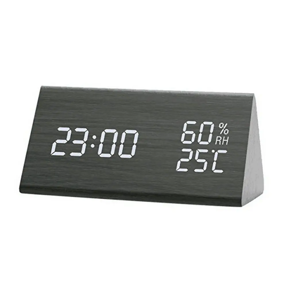 СВЕТОДИОДНЫЕ Деревянные треугольные электронные часы с ручной регулировкой