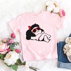 Забавный мультяшный Mafalda Одежда для маленьких девочек Лето 2021 новейшая футболка конфетных цветов милая детская одежда от 3 до 13
