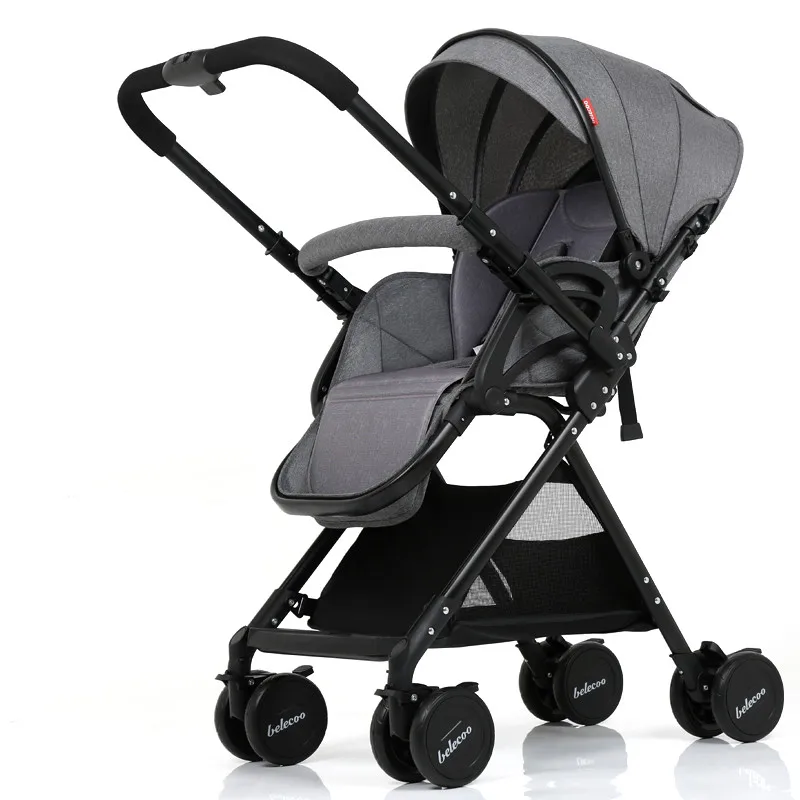 Gray 2 way2 Высокая Ландшафтная легкая детская коляска складной Портативный путешествия коляска детская коляска розовый коляска - Цвет: Gray 2 way2
