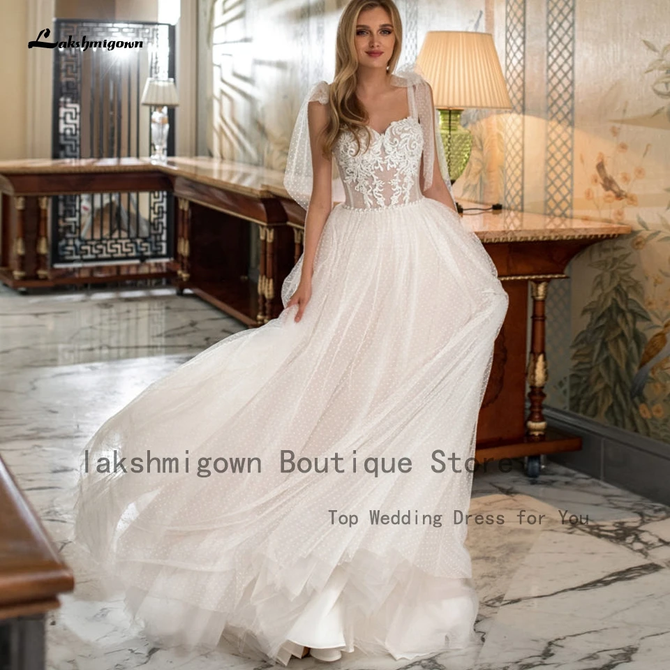 

Vestidos de Noiva Corset Boho Wedding Dress 2022 A Line Sweetheart Tulle Long Princess Bridal Wedding Gowns Lace Bodice