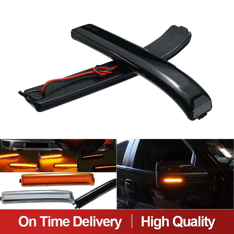 2pcs Lofty Richy For Ford Raptor F150 2009-2014 Side Rearview Mirror LED Turn Signal Dynamic Light Flow Day Running Light