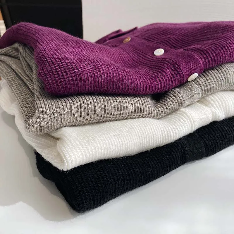 

short long-sleeved lapel sweater Female 2020 autumn new Women Top outer wear slim sweater M94