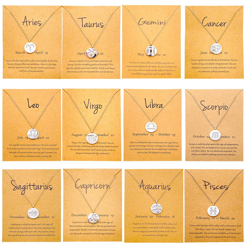

12 Constellation Necklace Geometric Round Clavicle Pendant Chain Necklace Necklace Friendship Collar Birthday Jewelry Giftry