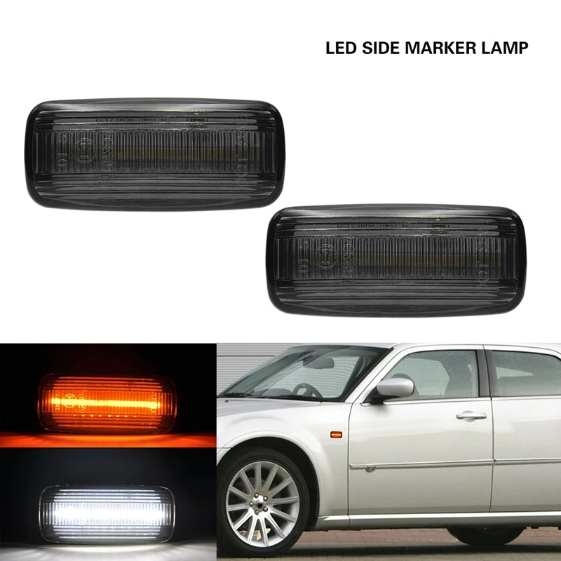 

Car Smoked/Clear White Amber Led Side Markers Turn DRL Light for Chrysler 200 07-17 300 2005-2006 Sebring 2007-2017