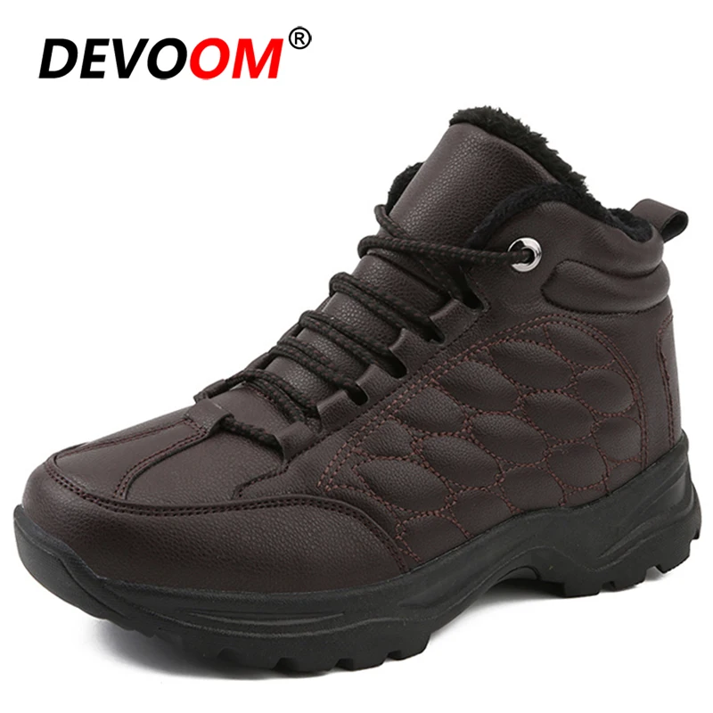 Мужские зимние ботинки с высоким берцем теплые мехом спортивная обувь для