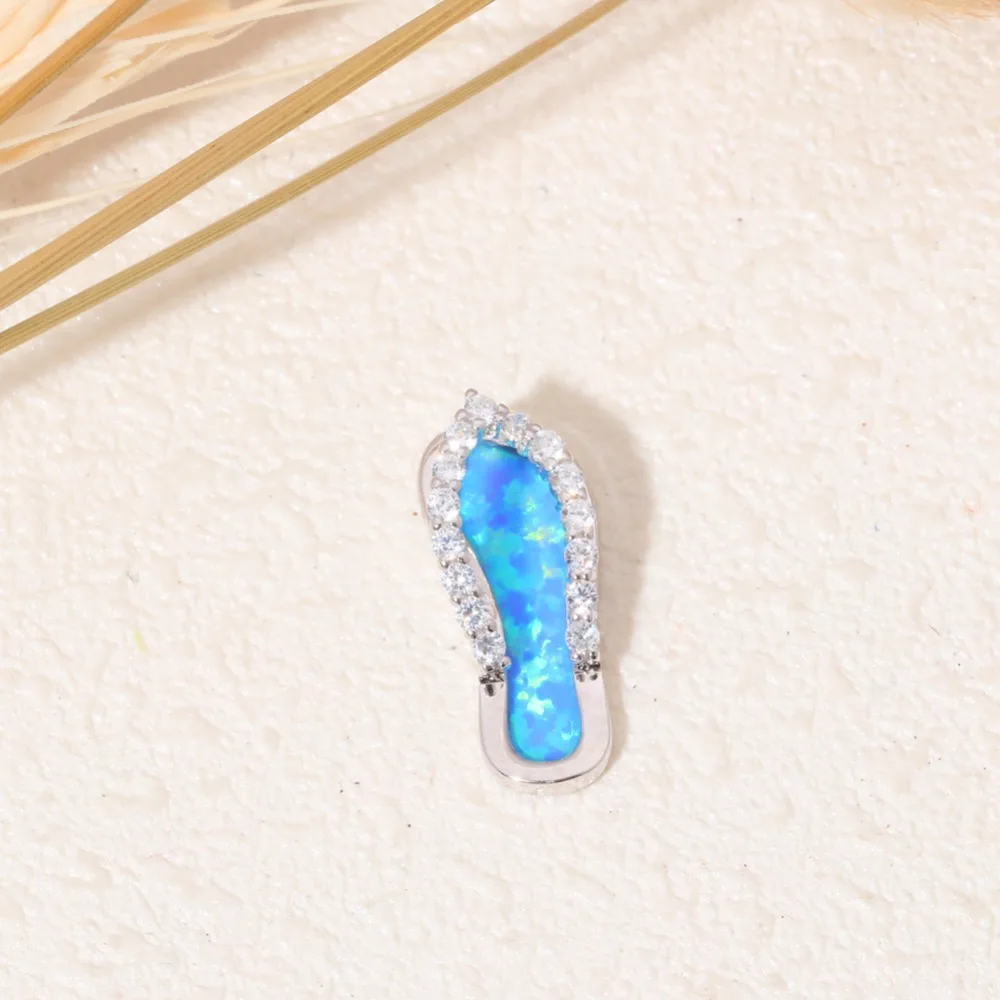 Женская подвеска из серебра 925 пробы с голубым и белым огненным опалом|fire opal|pendant