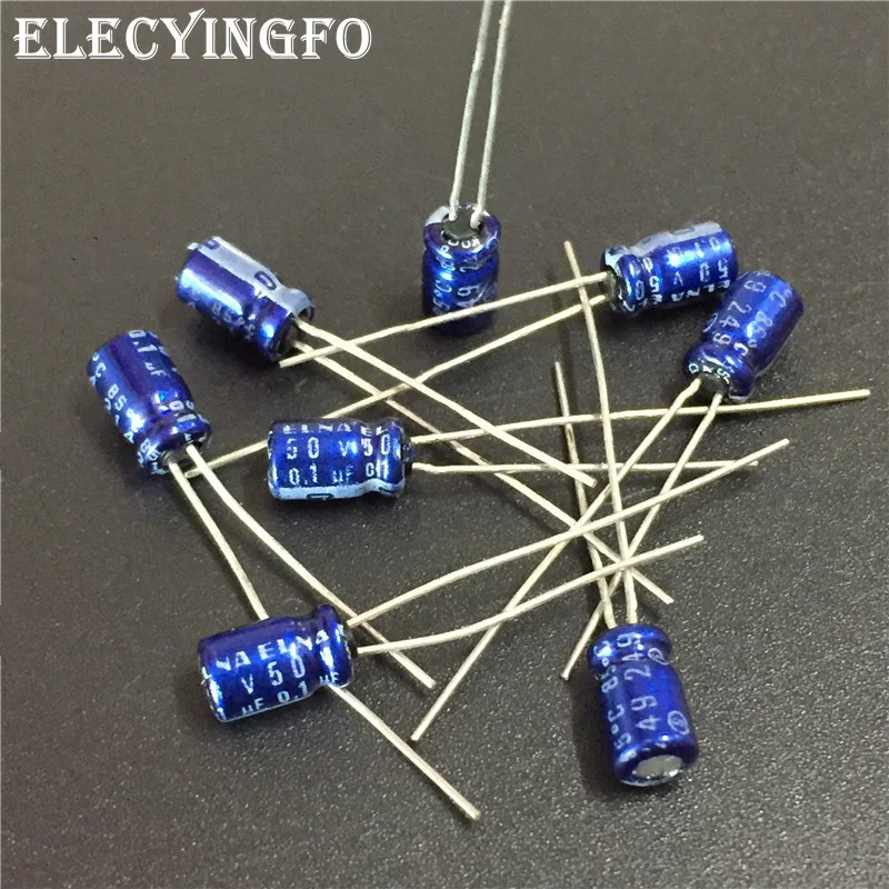 

100pcs 0.1uF 50V0.1uf ELNA Blue 4x5mm 50V0.1uF Low Profile Audio capacitor
