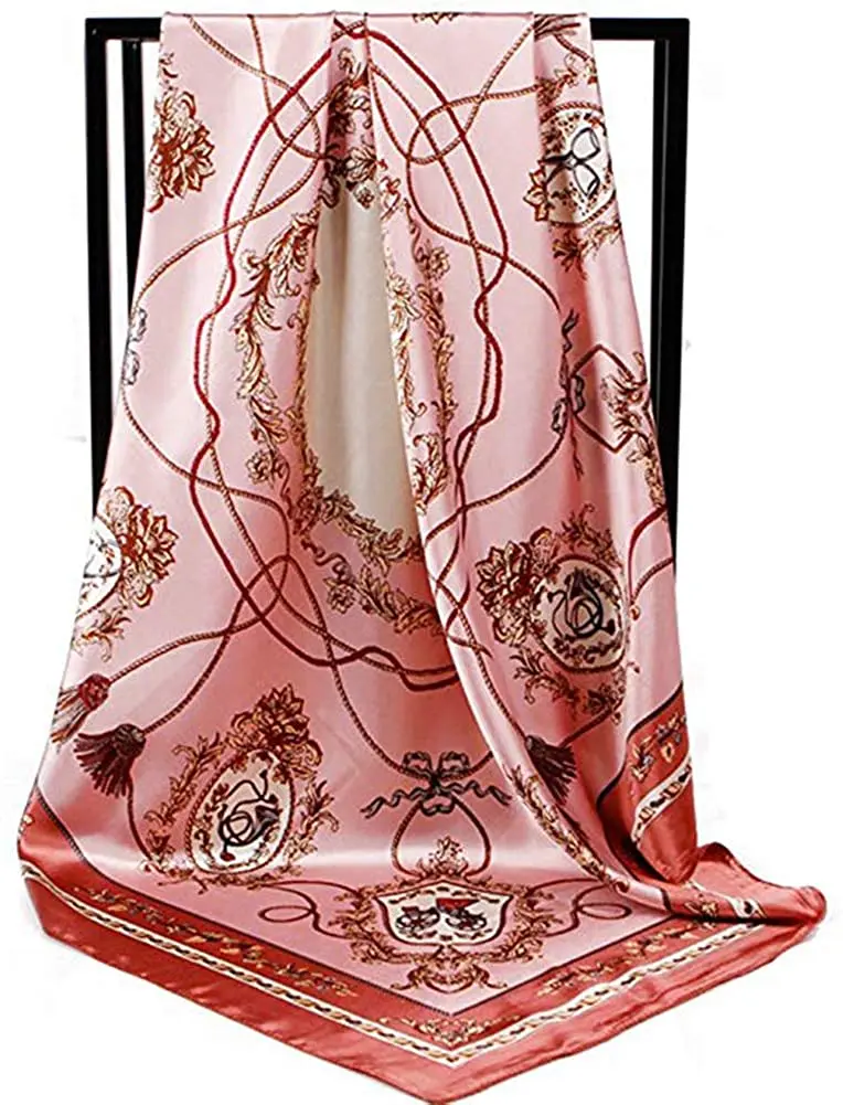 Модный Шелковый атласный шарф для женщин с принтом хиджаб шарфы 90*90 см квадратные