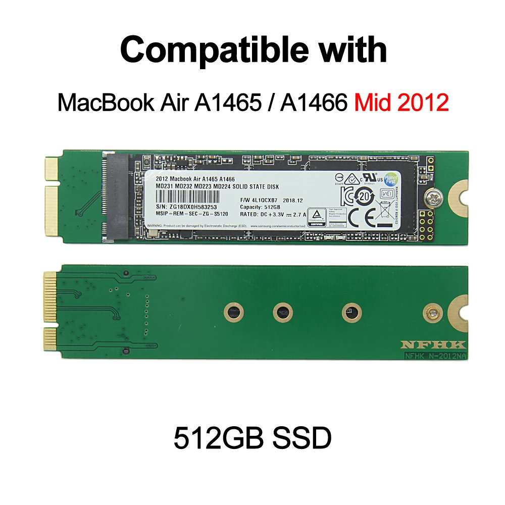 512GB SSD Contain Gift Compatible With MacBook Air A1465 A1466 Mid 2012 Solid State Drive Mac HD 512G Hard Disk EMC2558 EMC2559 |