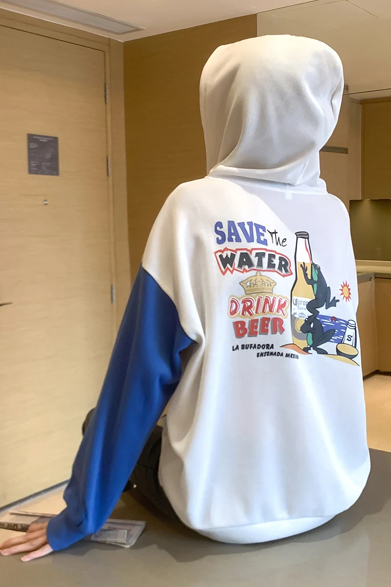 

High Quality White Yellow Contrast Women's Casual Long Sleeve Hoodie Sweatshirt Pocket Harajuku Hoodies Women Fall Hoody Female