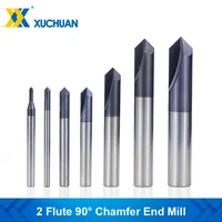 chamfer end mill 90 degrees 2 12mm 2 flute chamfer cutter carbide end mill chamfer router bit cnc machine milling cutter