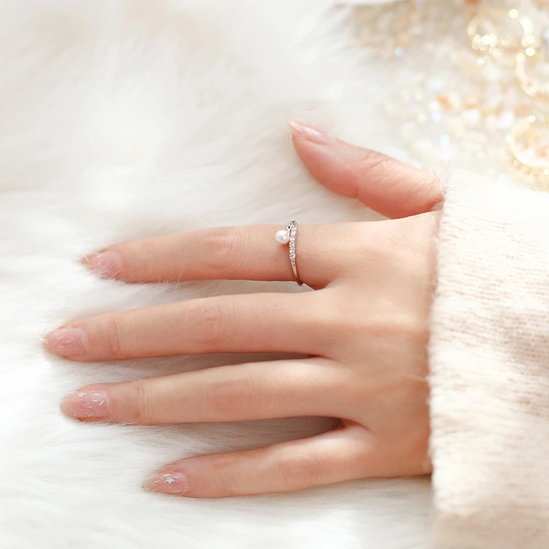 Sodrov Wedding Jewelry Rings Pearls 925 Sterling Silver Engagement For Women Round Bands Man -made | Украшения и аксессуары