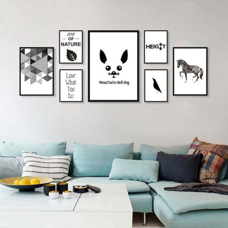 

Nordic Minimalist Canvas Paintings Poster Small Fresh Black And White Animals Photo Children's Room Decoration