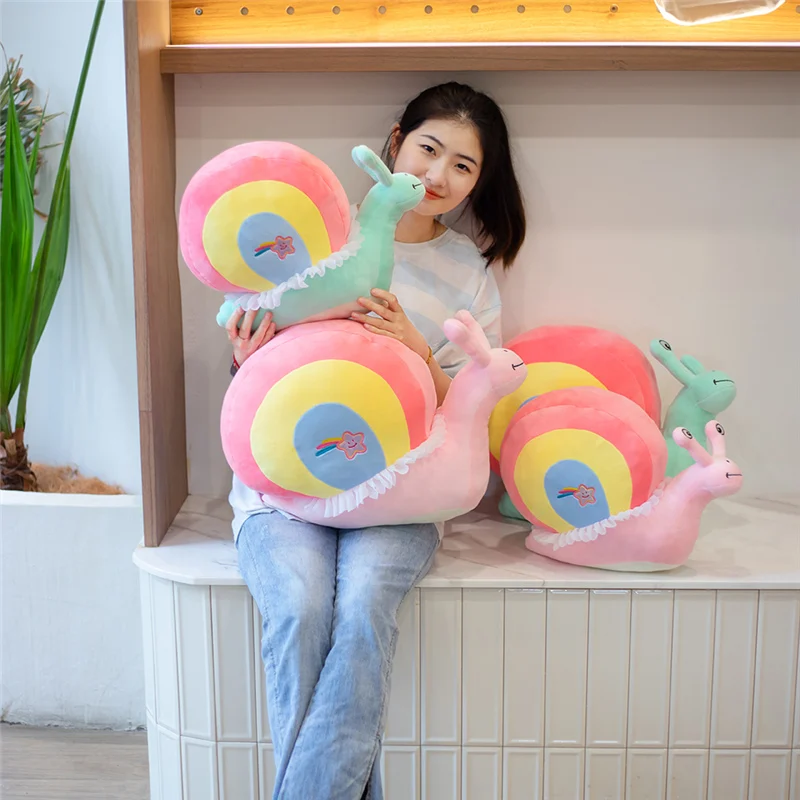 

40/50cm Cartoon Rainbow Snail Plush Toys Lovely Snails Pillow Stuffed Soft Dolls Nap Pillow for Children Kids Creative Gift