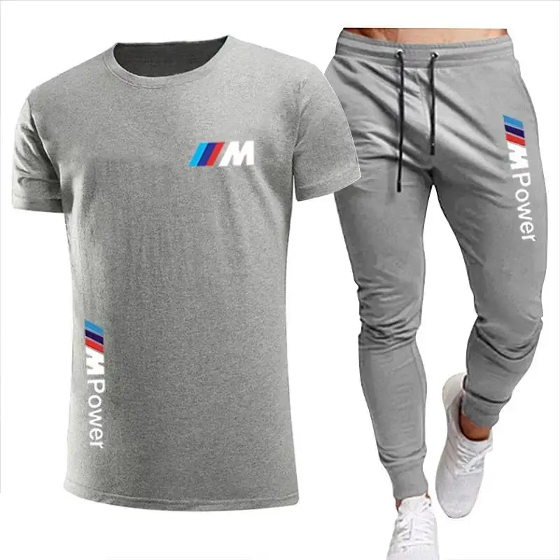 

Men's suits BMW fashion casual sportswear summer letters printed suits men's jogging fitness suits men's suits T-shirts + pants