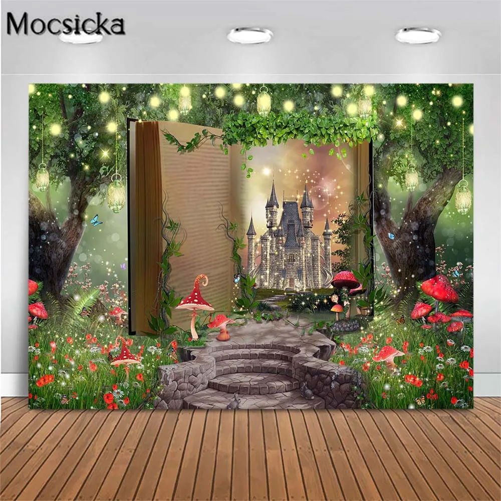 

Mocsicka Forest Wonderland Castle Spring Photography Backdrops Child Birthday Fairy Portrait Photocall Background Studio Decor