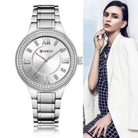 curren women watch quartz watch for female fashion ladies wristwatches iced out dimaond reloj mujer silver stainless steel clock