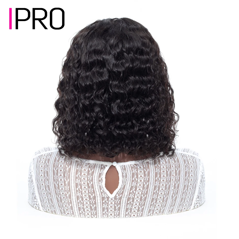 IPRO Water Wave Short Bob Wig 13x4 Natural Lace Front Human Hair Wigs 4x4 Preplucked Wavy Curly Closure For Women | Шиньоны и парики