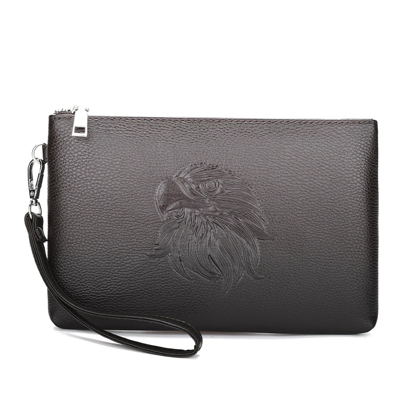 Black Brown Eagle Emboss PU Leather Man Day Clutch Bag 2022 Long Design Fashion Man Wallet Purse Business Male Mobile Cardholder