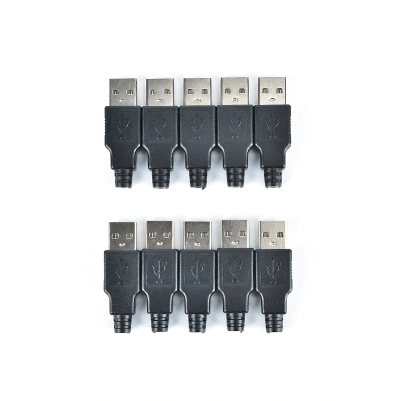 

2/5/10pcs DIY USB Type A Male 4 Pin Plug Socket Connector With Black Plastic Cover Adapter Connect USB 2.0 PCB SDA Data Cable