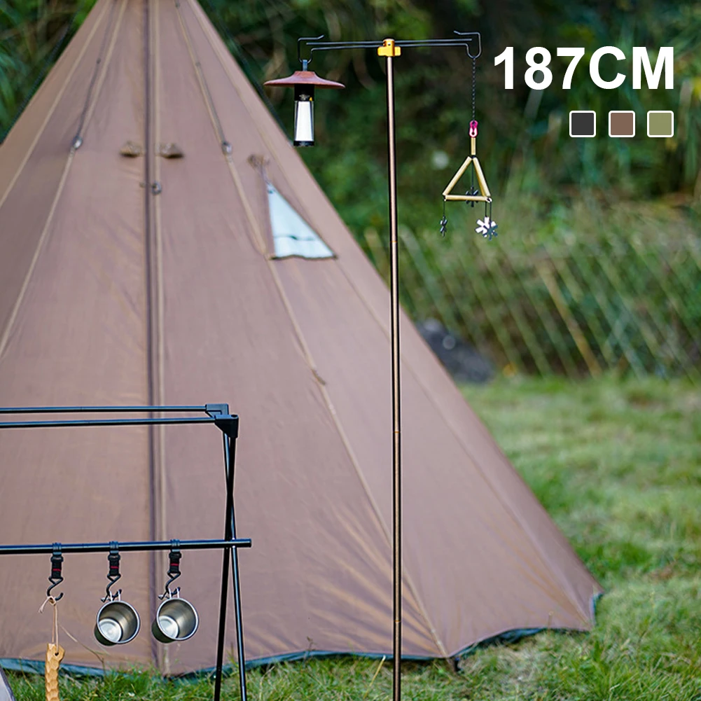 

Camping Lantern Stand Collapsible 74" Aluminum Alloy Camping Light Pole with Stake Dual Foldable Hanger Fishing Camping Hiking